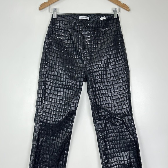 Good American Women's High Rise Good Straight Leg Jeans in Black Croc Size 2/26 - Picture 3 of 9